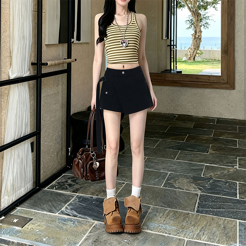a字裙裤女2026新款夏薄款今年流行高腰辣妹一体假两件牛仔短裤裙图片