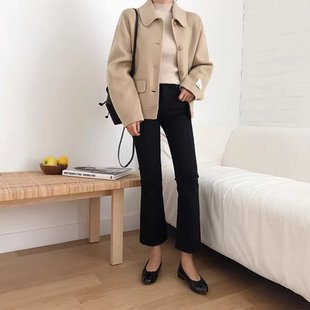 黑色九分微喇牛仔裤女款加绒2025秋冬新款蓝色八分小个子喇叭裤子