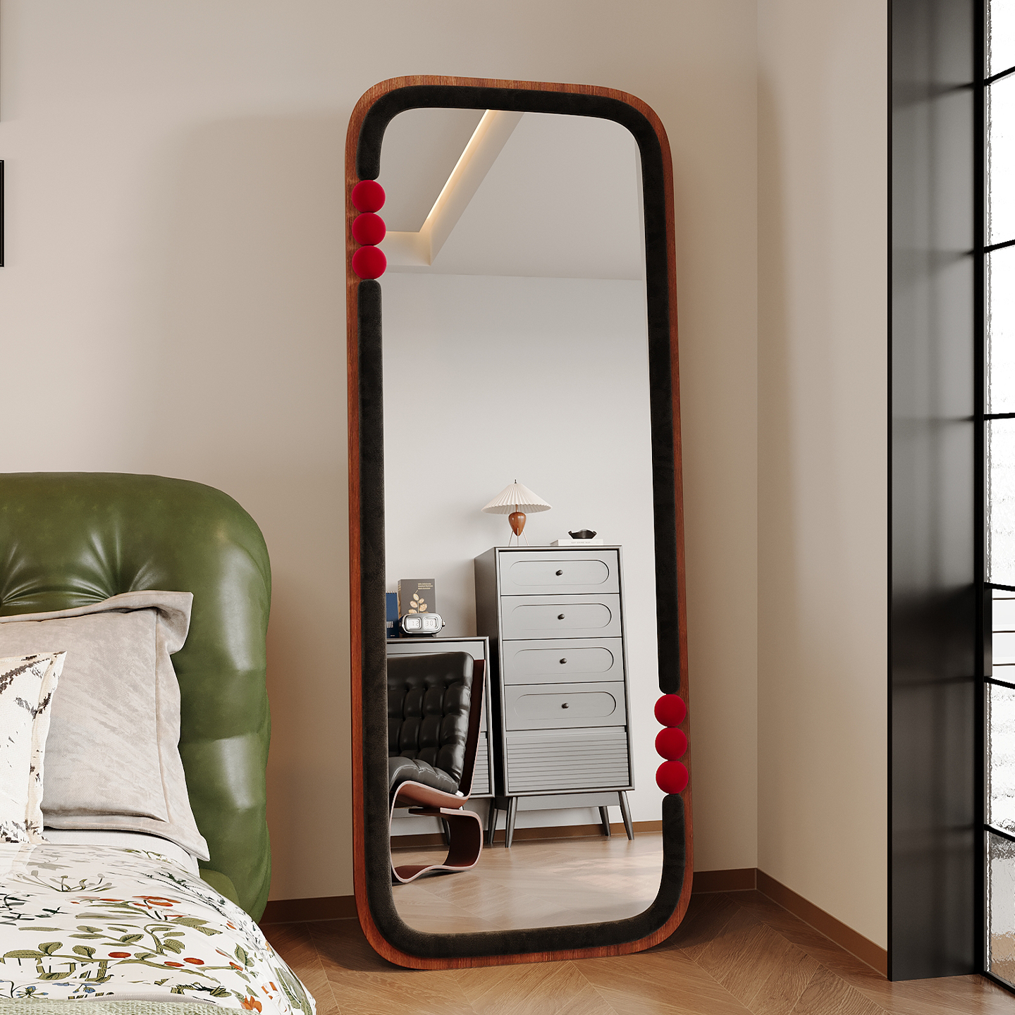 中古全身镜落地镜家用卧室女生试衣镜子简约轻奢高级感挂墙穿衣镜