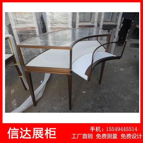 弧形不锈钢珠宝展示柜圆弧透明玻璃金银首饰展览柜产品展柜陈列柜