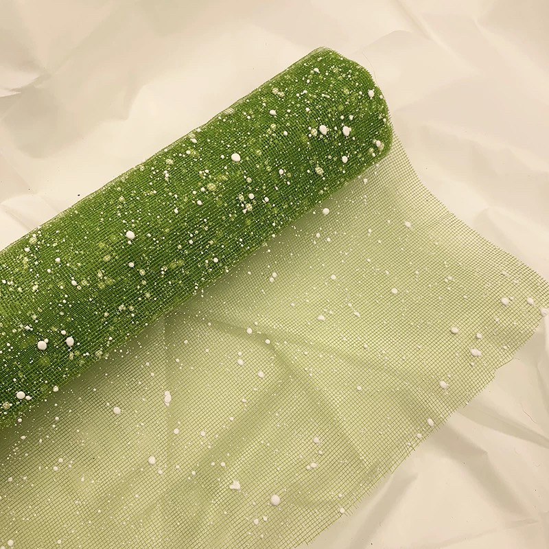 雪点纱幼儿园环创森系花艺装饰雪花网纱手工主题包装花材料纸绿色