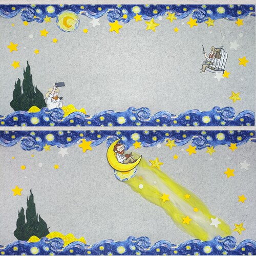 梵高星空星月蓝色墙贴教室美化