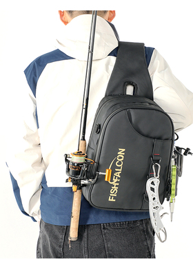 渔鸿路亚包多功能单肩斜跨钓鱼背包防水耐磨轻量收纳包路亚专用包