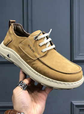 男鞋2026春季新款头层牛皮轻便软底一脚蹬透气简约百搭休闲乐福鞋