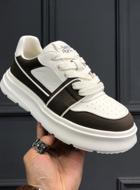 2026春季新款增高厚底小白鞋百搭透气轻便真皮低帮男士休闲板鞋
