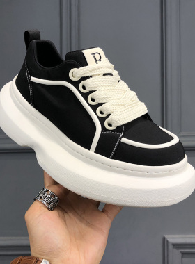 男鞋2026春季新款潮流百搭轻便厚底增高牛津布透气时尚休闲布鞋男