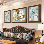 油画肌理复古墙上画高级感沙发背景墙挂画 壁画正品 客厅装 饰画美式