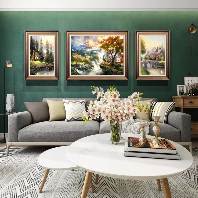 客厅装饰画山水画欧美式玄关壁画正品世界名画油画沙发背景墙挂画,家居饰品,现代装饰画,淘宝优惠券,粉丝福利购,淘宝优惠卷