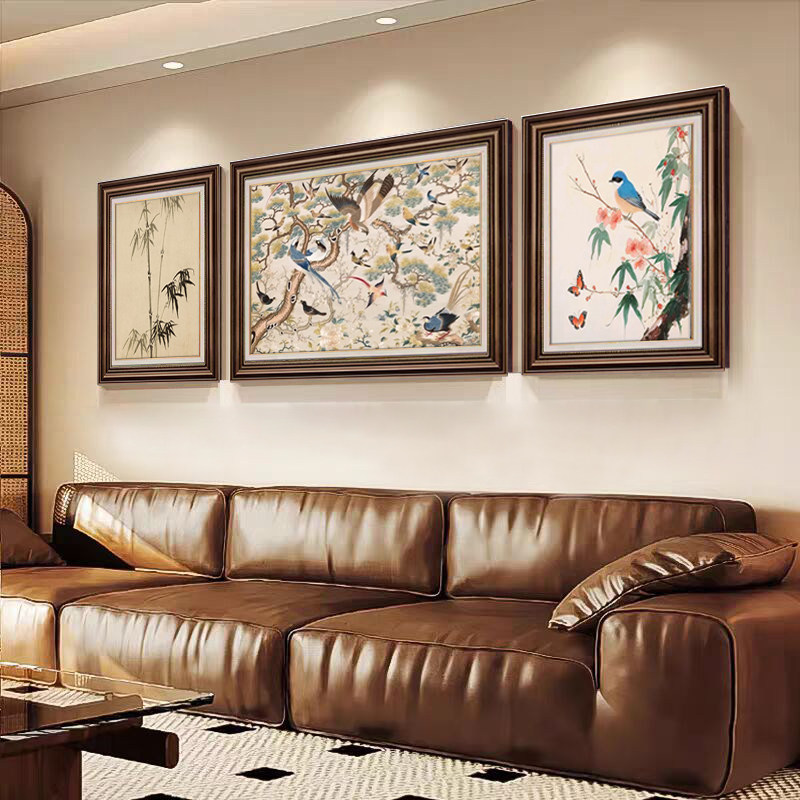 客厅装饰画中古风沙发背景墙挂画