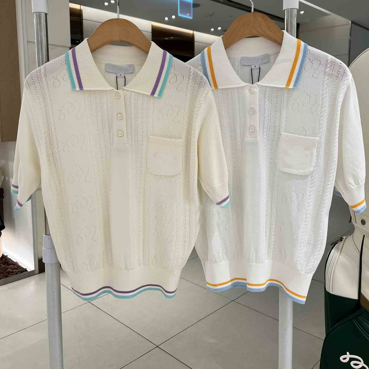 24新款原单高尔夫服装女士针织衫夏季golf网孔凉感透气百搭上衣