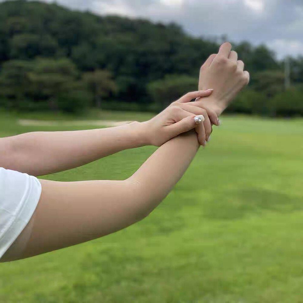 UPF50韩国高尔夫袖套防晒golf球冰袖男女连肉色高端冰丝自然隐形