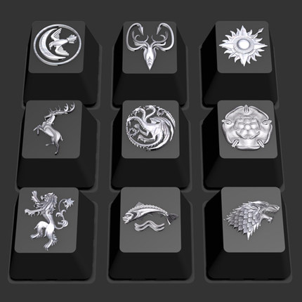权力的游戏冰与火之歌键帽九大家族族徽新品上市3D立体个性键帽