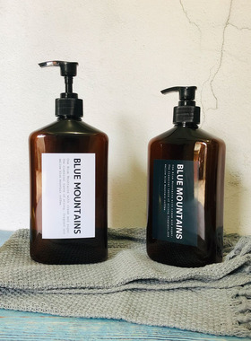 北欧风洗发水沐浴露洗手液护发素空瓶子ins棕瓶扁瓶分装瓶样板间