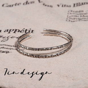 7in 925银手镯 【旋律】小众设计手作叠搭个性复古闺蜜款手镯