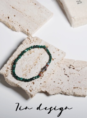 925银手链 7in【绿意】原创小众设计复古手作绿色个性925手链