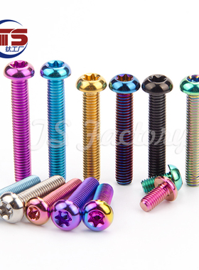 TS 摩托碟片固定钛合金螺丝M6X10-40mmTC4椭圆头内梅花螺丝多色