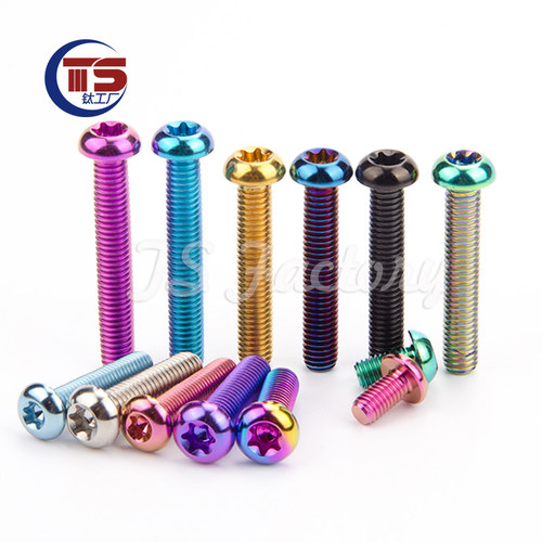 TS 摩托碟片固定钛合金螺丝M6X10-40mmTC4椭圆头内梅花螺丝多色