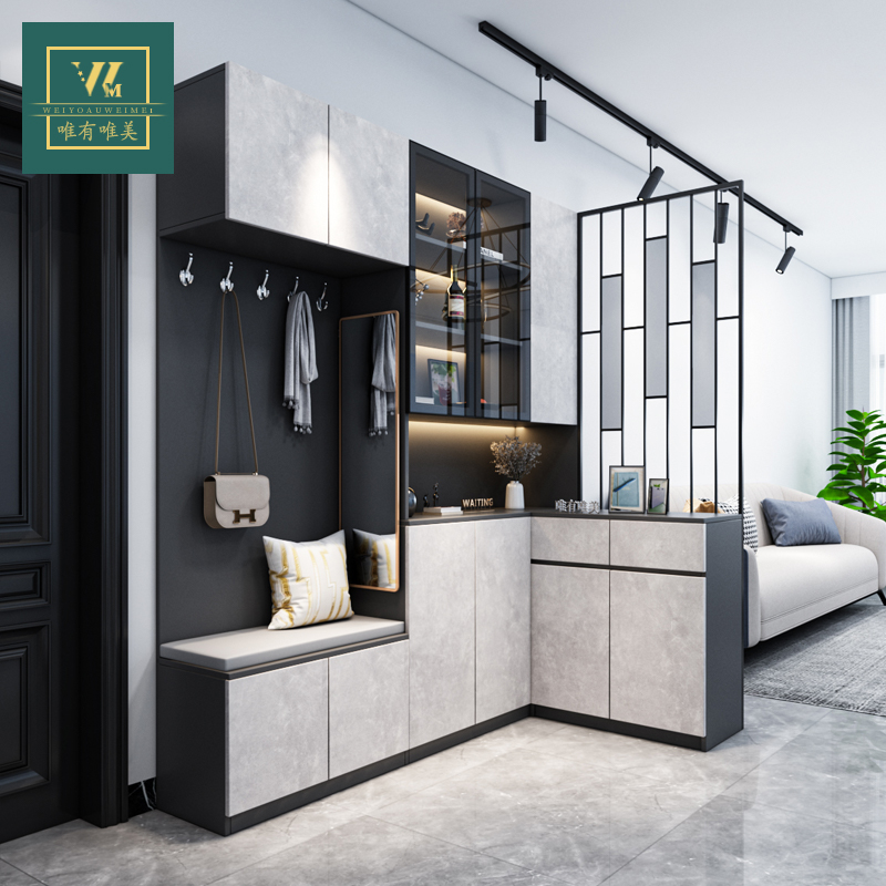 转角鞋柜家用门口现代简约进门l型屏风隔断柜多功能玄关装饰柜子