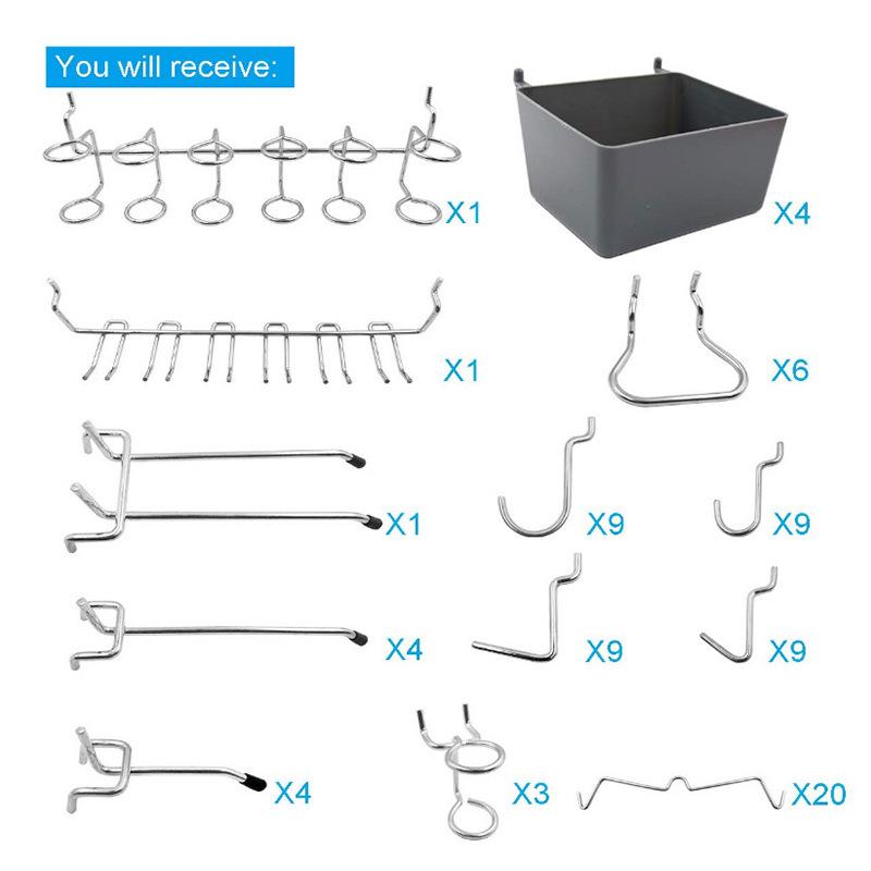 五金工具收纳挂钩80PC超市孔距2.5cm洞洞板零件通用挂件