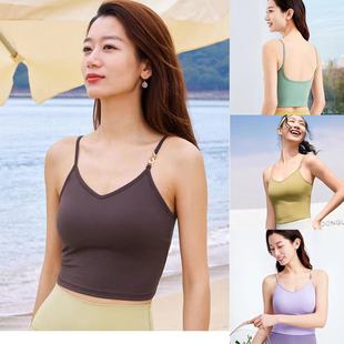 凡圣瑜伽服时尚V领露背吊带可外穿运动健身普拉提背心女FC14212