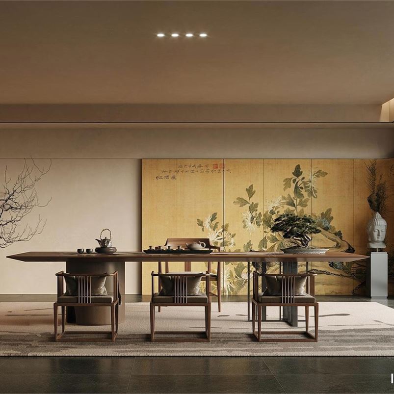 宋式风实木茶桌椅禅意茶室茶台简约现代茶楼会所功夫茶艺桌泡茶桌