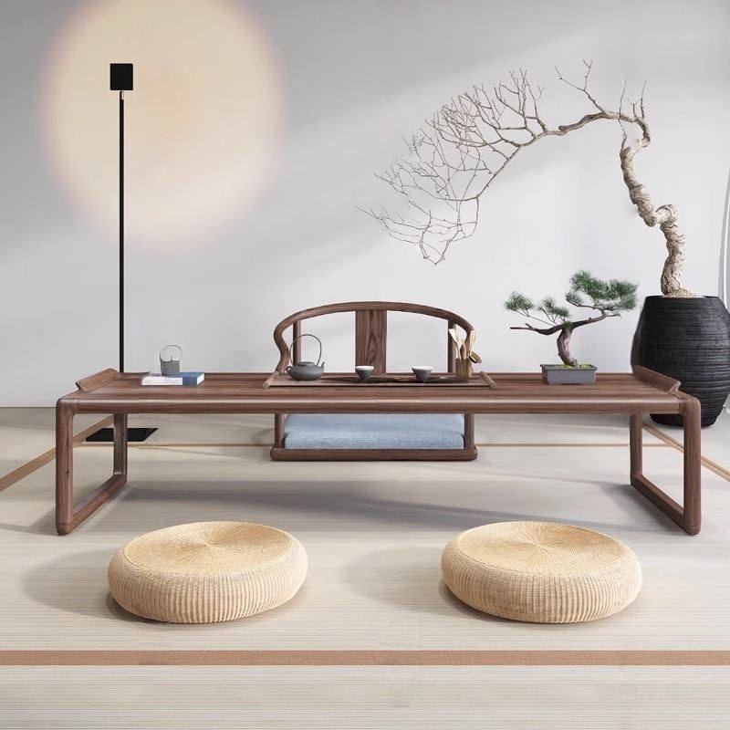 新中式实木茶桌椅组合禅意办公室黑胡桃白蜡木办公室酒店民宿高端