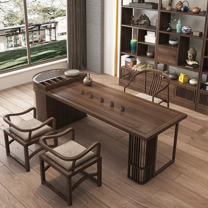 新中式茶桌椅组合实木家用功夫茶台现代轻奢简约别墅会所办公茶桌