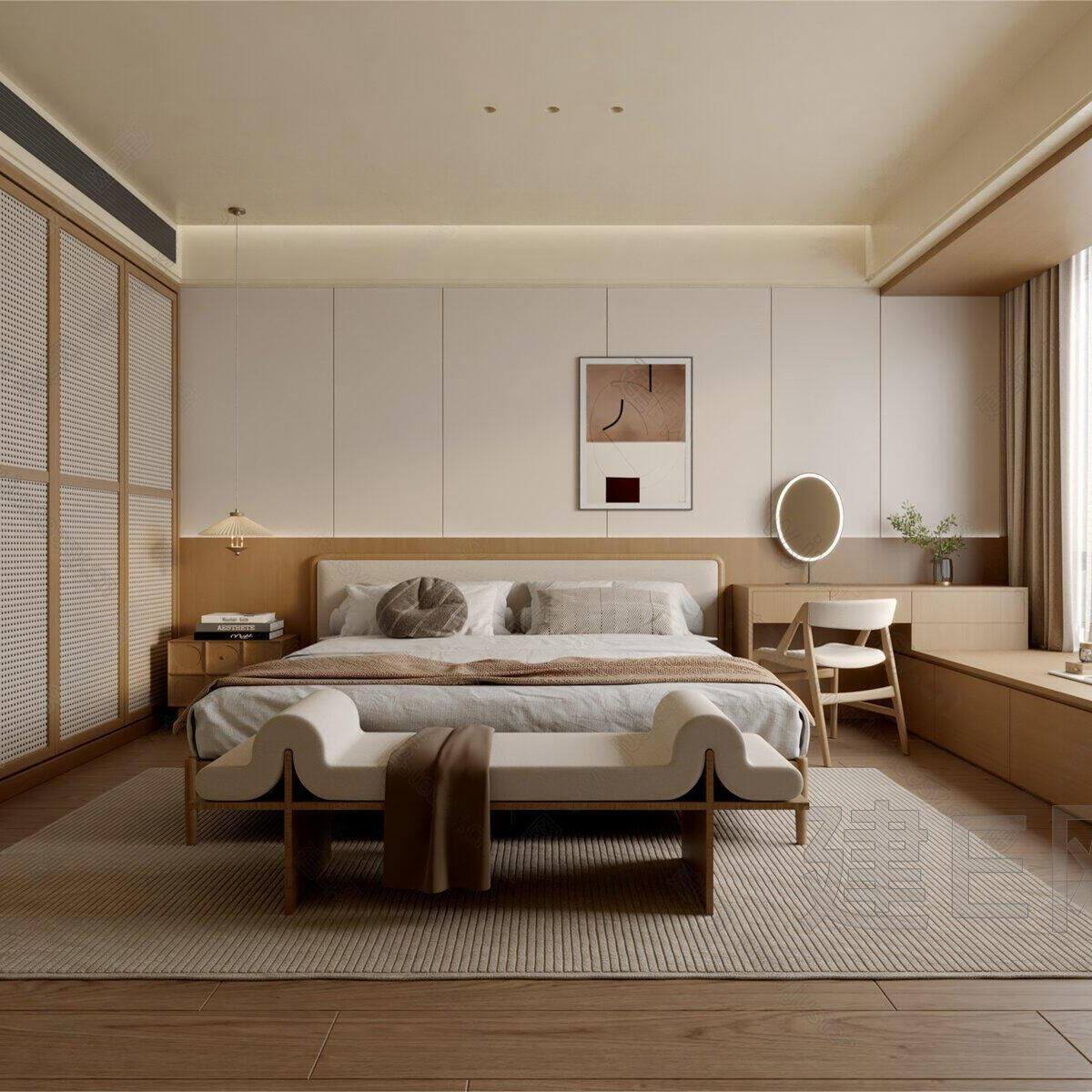 新中式宋式美学家具实木床双人床民宿酒店样板房大床全屋可定制