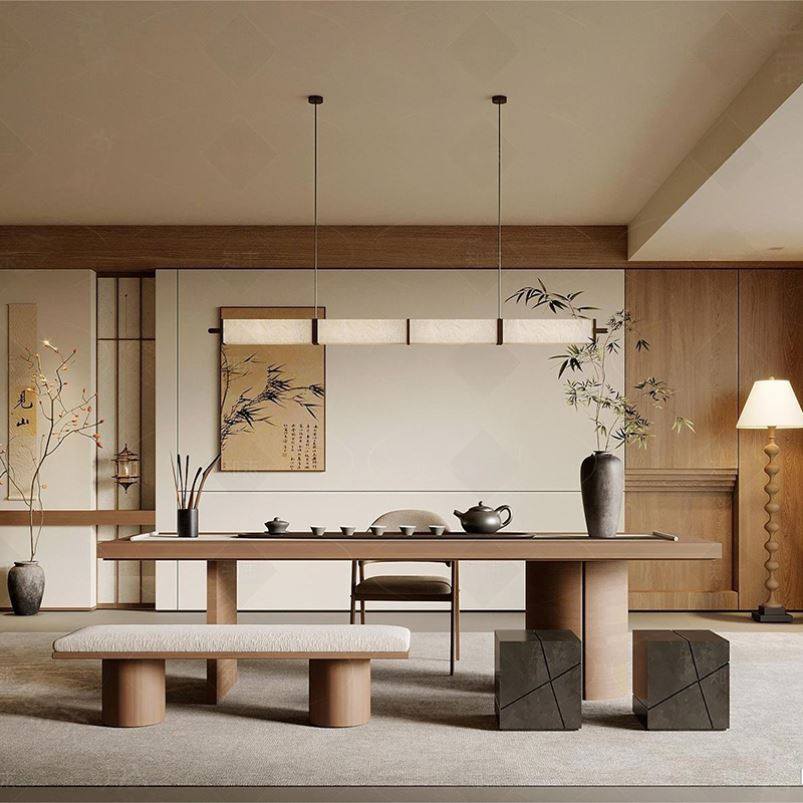 宋代美学风茶室泡茶桌新中式实木茶桌椅组合会所茶台茶桌全屋定制