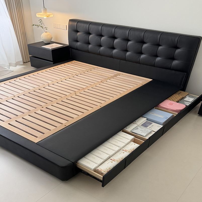 宋式美学黑胡桃白蜡木大床高端定制设计师同款收纳主卧双人床家具