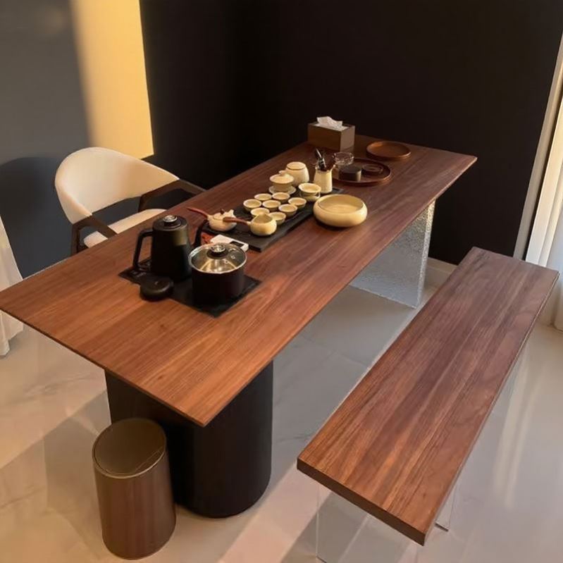 新中式禅意茶室设计师款实木茶桌椅组合黑胡桃木宋式美学酒店民宿