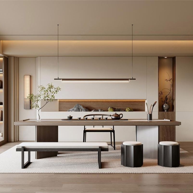 新中式实木茶桌椅组合轻奢禅意功夫宋式茶台高端茶室办公室泡茶台