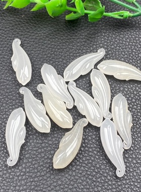 白玉玉兰花吊坠 耳饰项链配件