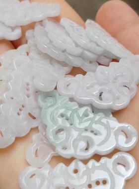 货翡翠蝴蝶花镂空梳三角花汉服古装发簪手链项链包包挂件摆件抛光