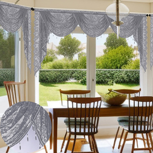 新款蕾丝帘头穿杆精编纱帘波浪帷幔美式幔头成品