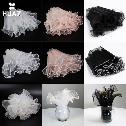 珍珠波浪纱手捧花装饰包花网纱