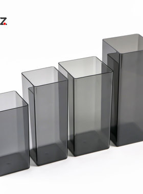 黑色透明花瓶方形花桶加厚PET塑料水桶插花瓶容器花店家居摆件