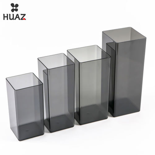 黑色透明花瓶方形花桶加厚PET