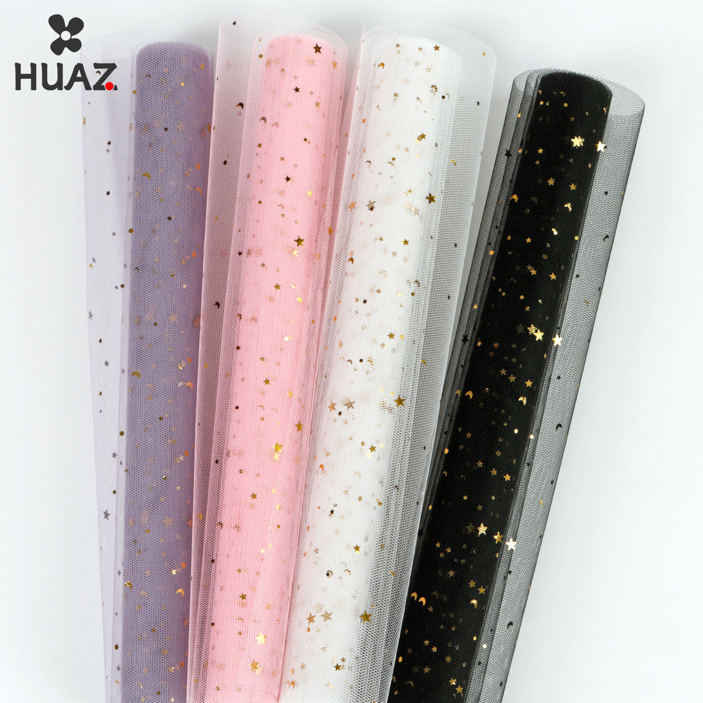 亮片星月纱雪点纱网纱花束包装星星纱包花纱网烫金鲜花资材