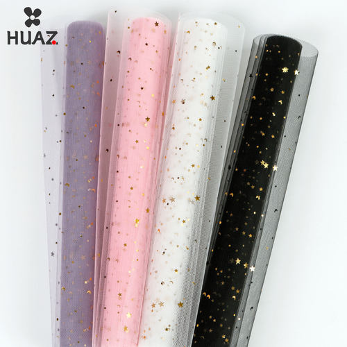 烫金星月纱亮片花束星星纱网