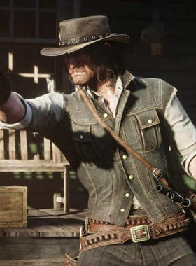 荒野大镖客救赎2同款马甲约翰马斯顿牛仔背心纯色短袖休闲