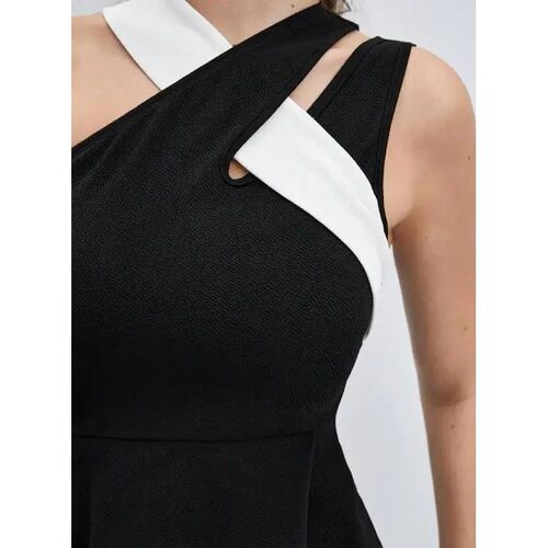 Women Trendy Black & White Contrasting Tank Top In Spring an