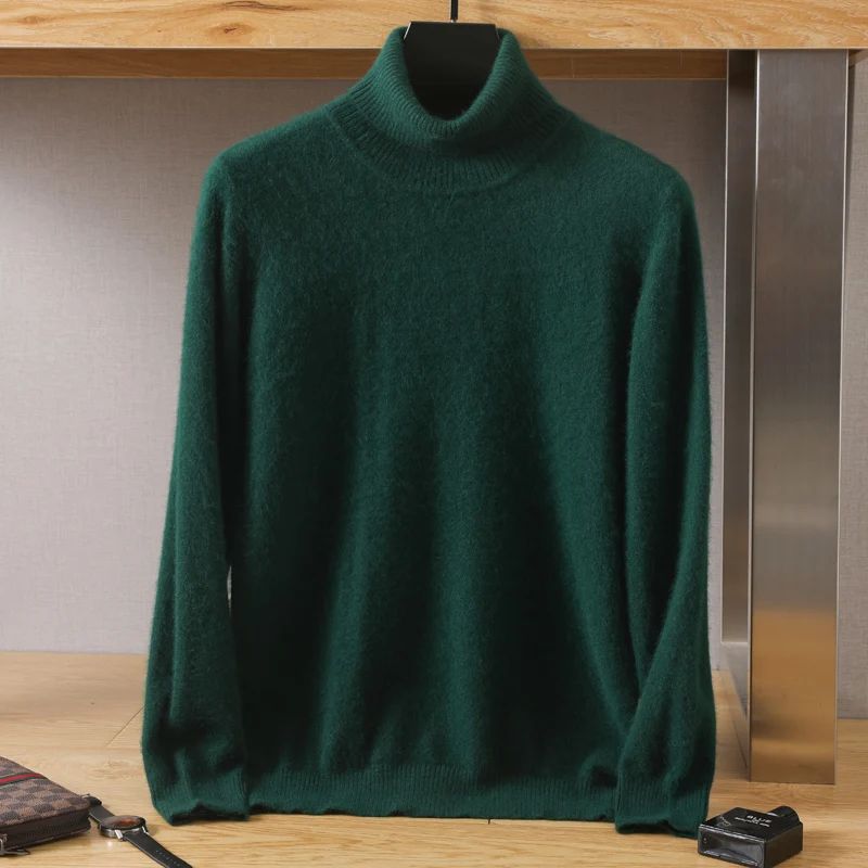 Men's Turtleneck 100% Mink Cashmere Sweater Men 2025 Autumn
