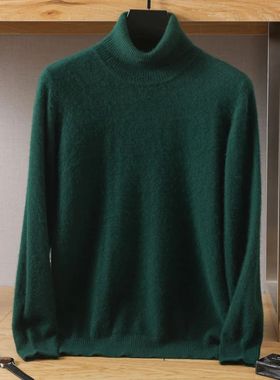 Men's Turtleneck 100% Mink Cashmere Sweater Men 2025 Autumn