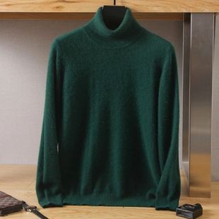 Men's Turtleneck 100% Mink Cashmere Sweater Men 2025 Autumn