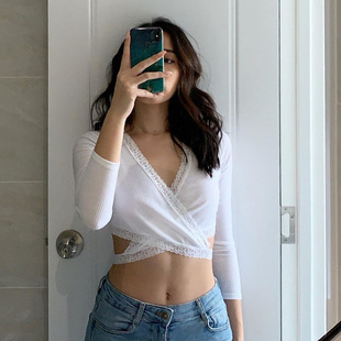 Spring Sexy Long Arrival Sleeve Ladies Women ops Newest Crop