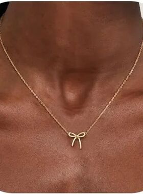 Gold Necklace for Women Bow Necklace Gold Silver Plated Neck