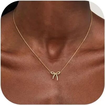 Gold Necklace for Women Bow Necklace Gold Silver Plated Neck