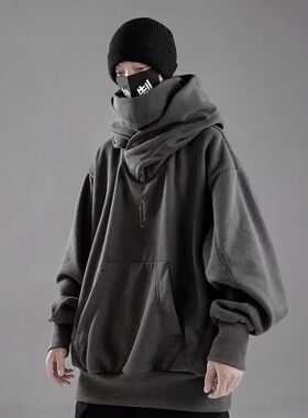 Embroidery Turtleneck Sweatshirt For Men Japanese Ninja Hood