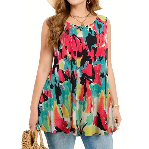 Plus Size Bohemian Casual Vest Women's Plus-Size Color Block